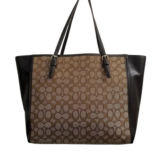 COACH TURNLOCK TOTE IN SIGNATURE JACQUARD BROWN - Picture 4 of 17